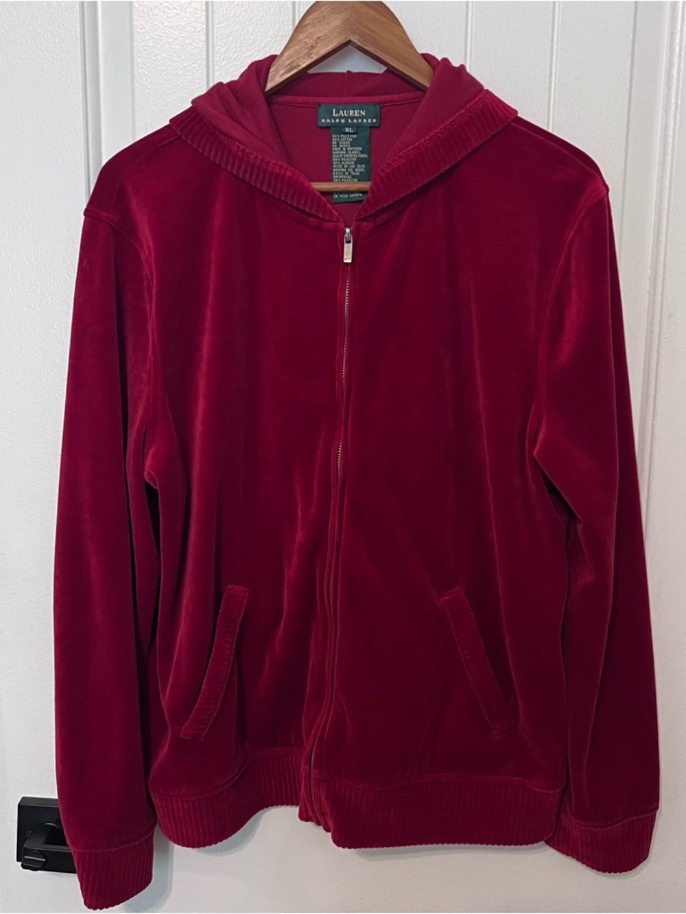 Lauren Ralph Lauren Red Velvet Zip Hoodie XL